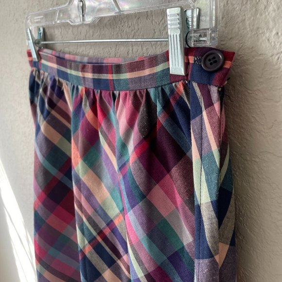1970s/1980s Lightweight Plaid Skirt w Pocket - Picture 8 of 10